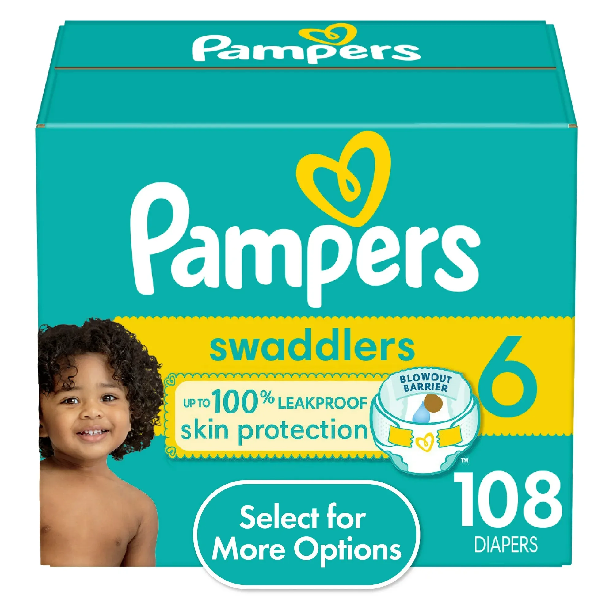 Pampers Swaddlers Baby Diapers Size 6, 108 Count (Select for More Options)