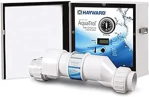 Hayward W3AQ-TROL-RJ AquaTrol Salt Chlorination System for Above-Ground Pools up to 18,000 Gallons with Return Jet Fittings, Straight Blade Line Cord and Outlet