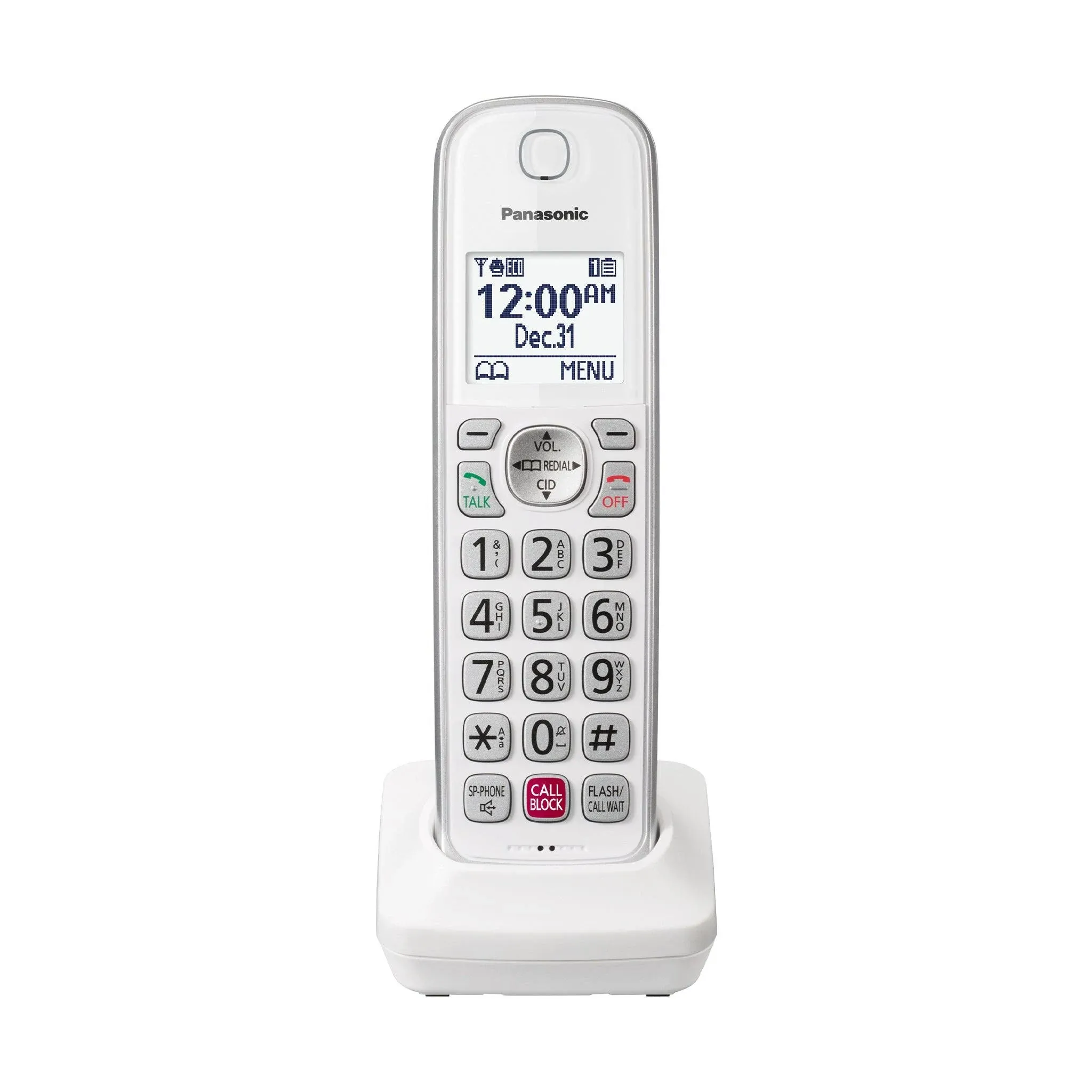 Panasonic - KX-TGDA83W Cordless Expansion Handset for KX-TGD81x and KX-TGD83x Series Cordless Phone Systems - White