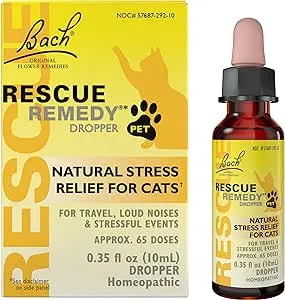 Bach RESCUE REMEDY PET for Cats 10mL, Natural Calming Drops, Stress Relief for Cats & Kittens Caused by Loud Noises, Travel, New Pets & People, Homeopathic Flower Remedy