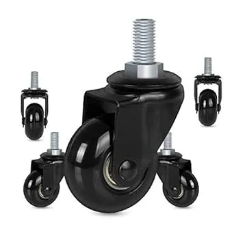 8T8 2" Office Chair Caster Wheels Replacement for Carpet, Heavy Duty Rubber Chair Wheels with Threaded Stem 3/8''-16x1(NOT Metric M10), Quiet and Smooth Gliding Across Wood Hardwood Floors - Set of 5