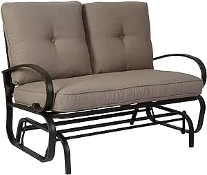 Costway Glider Outdoor Patio Rocking Bench Loveseat Cushioned Seat