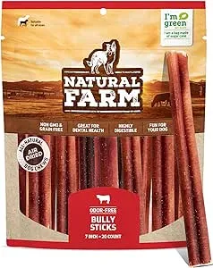 Natural Farm Beef Bully Sticks Dog Treats, 7-in, 20 Count