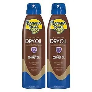 Banana Boat Protective Tanning Dry Oil Clear Spray Sunscreen SPF 15, 6oz | Tanning Sunscreen Spray, Banana Boat Dry Oil SPF 15, SPF Tanning Oil, Dry Tanning Oil Spray, 6oz each Twin Pack