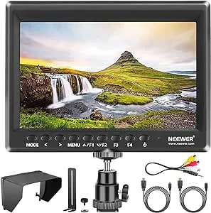 Neewer F100 7" 4K HDMI On-Camera Monitor, LCD, 7", Composite, IPS, NTSC & PAL, 1280x800, Blue Only Mode Focus