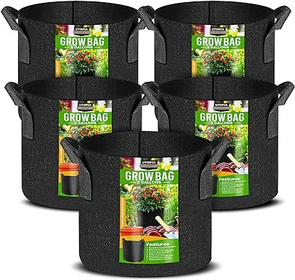 Utopia Home 5 Pack 5 Gallon Grow Bags, Thickened | adamsbargainshop