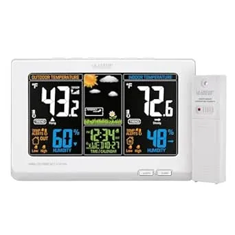 La Crosse Technology Wireless Atomic Digital Color Forecast Station with Alerts, White