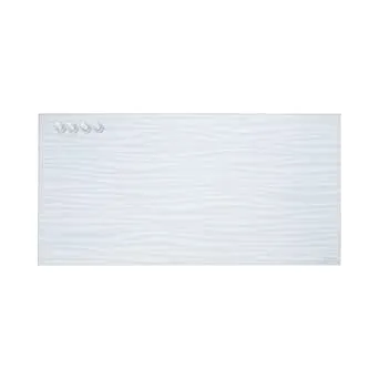 ECR4Kids MessageStor Magnetic Dry-Erase Glass Board with Magnets, 18in x 36in, Wall-Mounted Whiteboard, White Waves