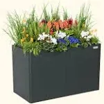 Vego garden 32" Extra Tall Modern Raised Garden Bed 27" x 53" Heavy Metal Planter Box for Trees Plants Flowers Double-Walled Steel Planter for Commercial Residential Patio, Midnight Blue