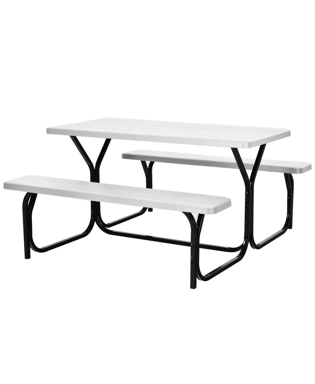 Picnic Table Bench Set for Outdoor Camping -White