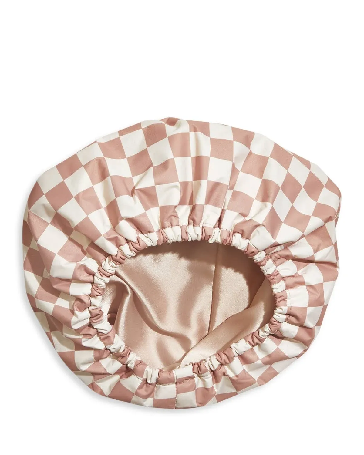 Kitsch - Satin Lined Flexi Shower Cap - Terracotta Checker