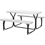 HDPE Outdoor Picnic Table Bench Set with Metal Base