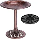 Polyresin Antique Outdoor Bronze Garden Bird Bath and Solar Powered Round Pond