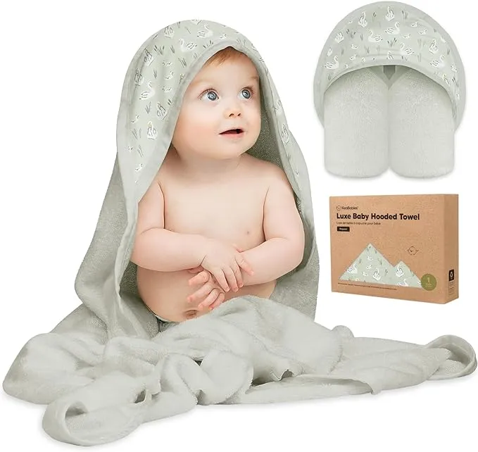 KeaBabies Cuddle Organic Bamboo Baby Hooded Towel - Penguin