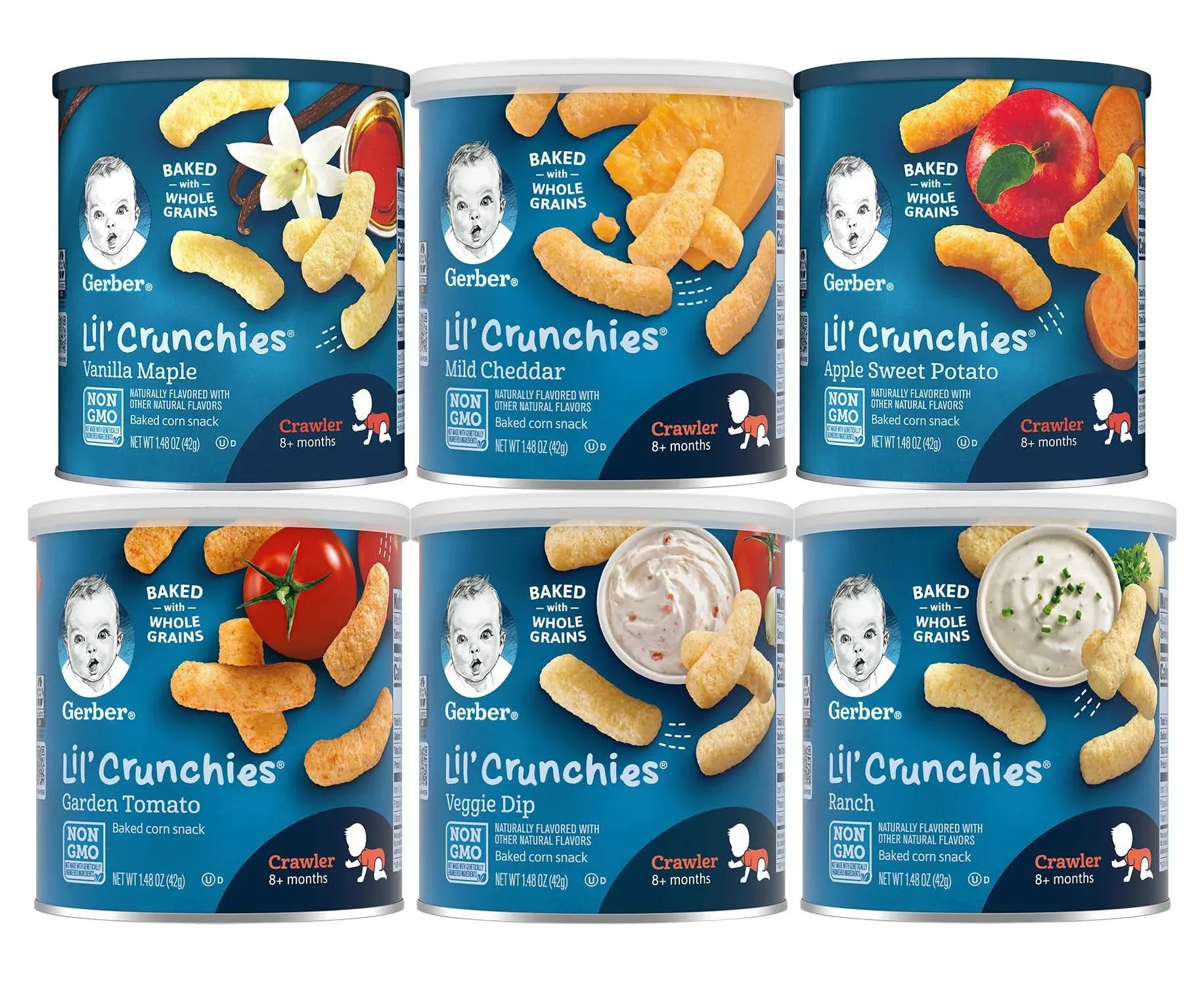 Gerber Lil&#039; Crunchies Variety Pack 1 of Each Flavor Non GMO - 1.48 Oz - 6 Ct