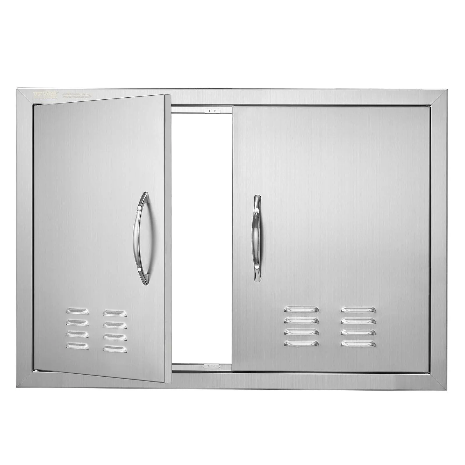 VEVOR Double Outdoor Kitchen Door 30 in. W x 21 in. H BBQ Access Door Stainless Steel Flush Mount Door Wall Vertical Door