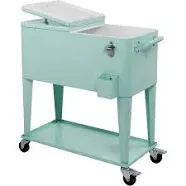 VINGLI 80 Quart Portable Rolling Cooler Cart with Shelf