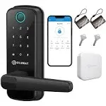 Smart Door Lock with Handle - Keyless, Fingerprint, Black