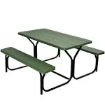 Costway Picnic Table Bench Set Outdoor Camping Backyard Garden Patio Party All Weather Green