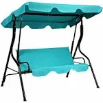 Costway Patio 3 SEATS Canopy Swing Glider Hammock Cushioned Backyard Blue