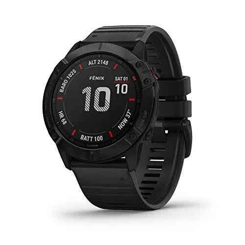 Garmin Fenix 6S Pro Black with Black Band GPS Watch Wearable Very Good B0115