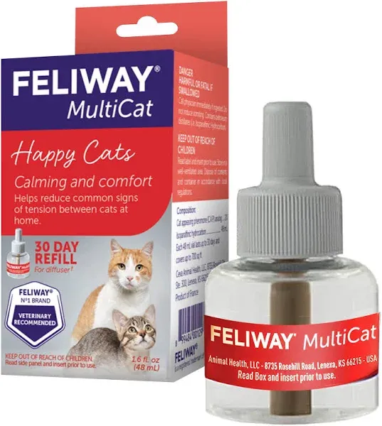 Feliway MultiCat Calming Diffuser Refill for Cats, 30 Day, 6 Count