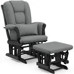 Storkcraft - Tuscany Glider and Ottoman - Black/Gray