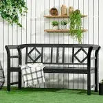 Outsunny Wooden Bench Outdoor Patio Bench, Backrest and Armrests