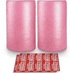 2-Pack Anti-Static Bubble Cushioning Wrap Rolls 3/16" x 12" x 72' ft Total Perforated Every 12" 20 Fragile Stickers for Packaging Shipping