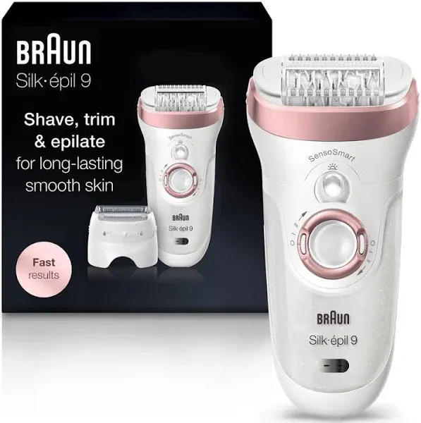 Braun Epilator Silk-Épil 9 9-720, Hair Removal Device, Epilator for Women, Wet/D