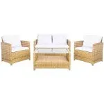 Safavieh Vellor 4 Piece Living Set - Natural / White