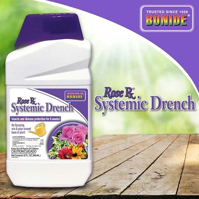 Bonide Rose Rx Systemic Drench, 32 oz Concentrate, Garden Insect & Disease Prevention for Roses, Flowers and Ornamentals