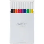 Uni-Ball emott Porous Point Pens Fine 0.4 mm Assorted Ink White Barrel 10/Pack