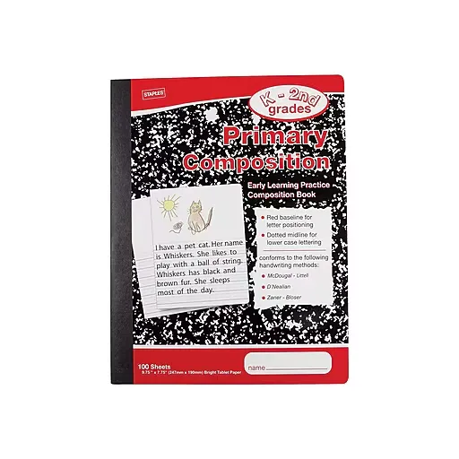 Staples Primary Composition Book 9 3/4&#034; x 7 1/2&#034; 12 pack 2072492