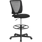 Harper Ergonomic Mid-Back Mesh Drafting Chair with Black Fabric Seat and Adjustable Foot Ring