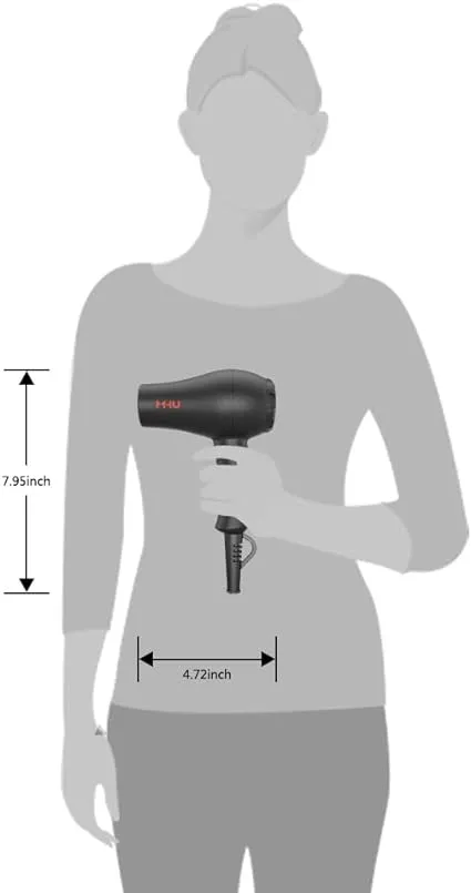 MHD Travel Mini Hair Dryer Ceramic Ionic 1000 Watts Blow Dryer for RV Lightweight 2 Speed Settings with A Concentrator Black