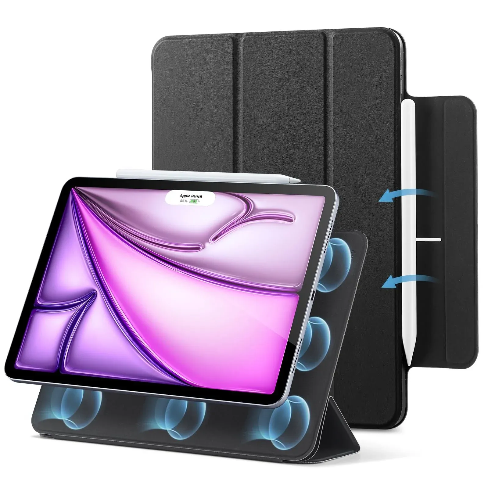 ESR Funda para iPad Air de 13 pulgadas M2 (2024), Pro 12.9 (2022/2021, 6ª/5ª/4ª generación), potente accesorio magnético, funda delgada con soporte triple, compatible con Pencil Pro y Pencil (USB-C),