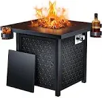 Ciays Propane Fire Pits 32 inch Outdoor Gas Fire Pit, 50,000 BTU Steel Fire Table with Lid and Lava Rock, Add Warmth and Ambience to Gatherings and