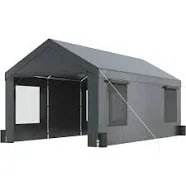 VEVOR Carport 12'x20' Heavy Duty Portable Garage, Upgraded Extra Large Car Canopy with Roll-Up Ventilated Windows, Removable Sidewalls, Waterproof