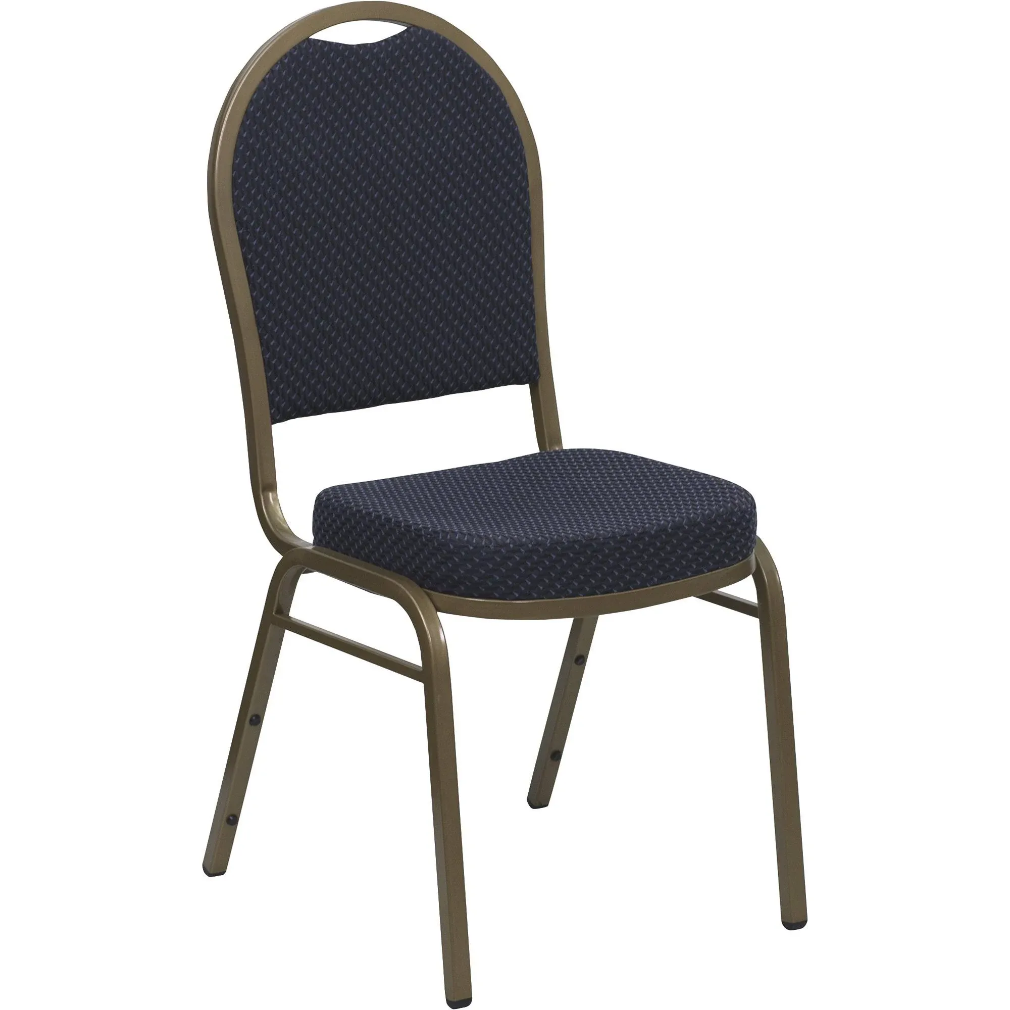 Flash Furniture Hercules Series Dome Back Stacking Banquet Chair in Navy Patterned Fabric - Gold Frame