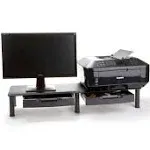 Mind Reader Large Dual Monitor Stand with Storage Riser Black