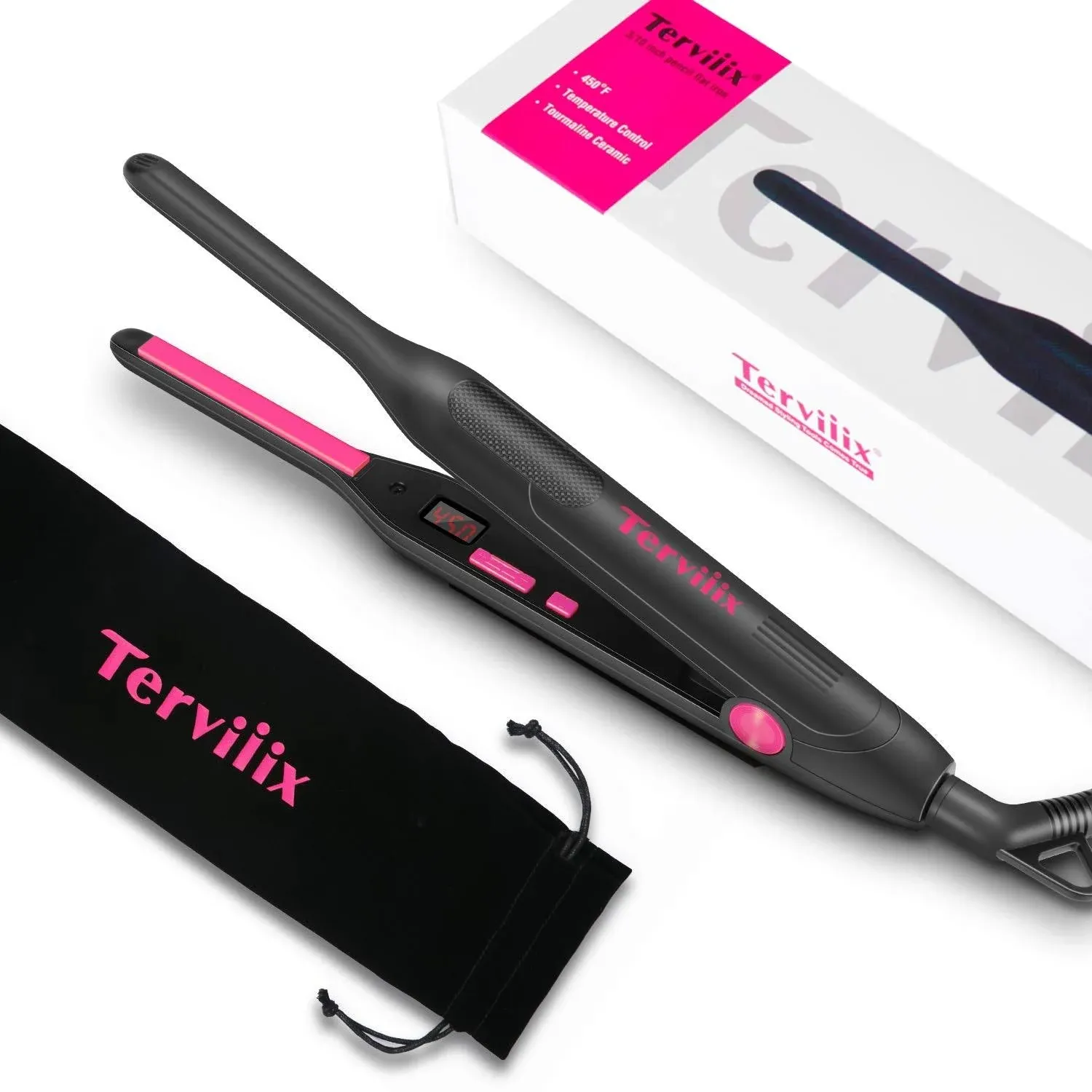 Terviiix 3/10" Small Flat Iron, Pencil Flat Iron for Short Hair, Pixie Cut and Bangs