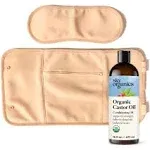 Sky Organics 16oz Castor Oil w/Wraps | Reusable Organic Castor Oil Pack | Adjustable Elastic Straps Cotton Durable Easy to Use