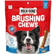 Milk-Bone Brushing Chews Daily Dental Dog Treats Mini 25.5Oz Bag 65Bones Per Bag