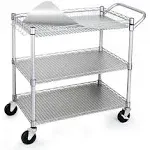 WDT 990Lbs Capacity Heavy Duty 3 Tier Wire Rolling Utility Cart