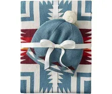 Pendleton Organic Cotton Knit Baby Blanket w/ Beanie, Harding Teal