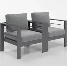 Latitude Run 2 Piece Patio Aluminum Chair Set of 2