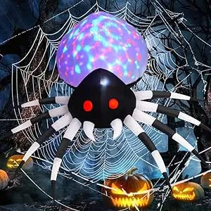 6 FT Height Halloween Inflatables Outdoor Spider with Magic Light, Blow Up Yard