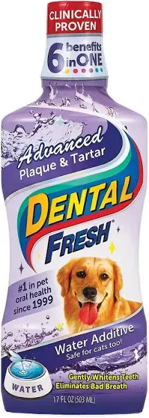 Dental Fresh Advanced Plaque and Tartar Water Additive, 8oz –Dog Teeth Cleaning