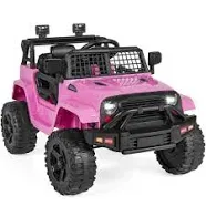 12V Pink Ride-On Truck Toy Car with 3 Speeds and LED Lights for Kids